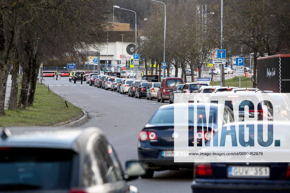 2020-04-17 Vilnius Lithuania. Drive-in cinema opens in Vilnius during quarantine. No more two people allowed in one car, it is forbidden to open car windows. Vilnius Lithuania