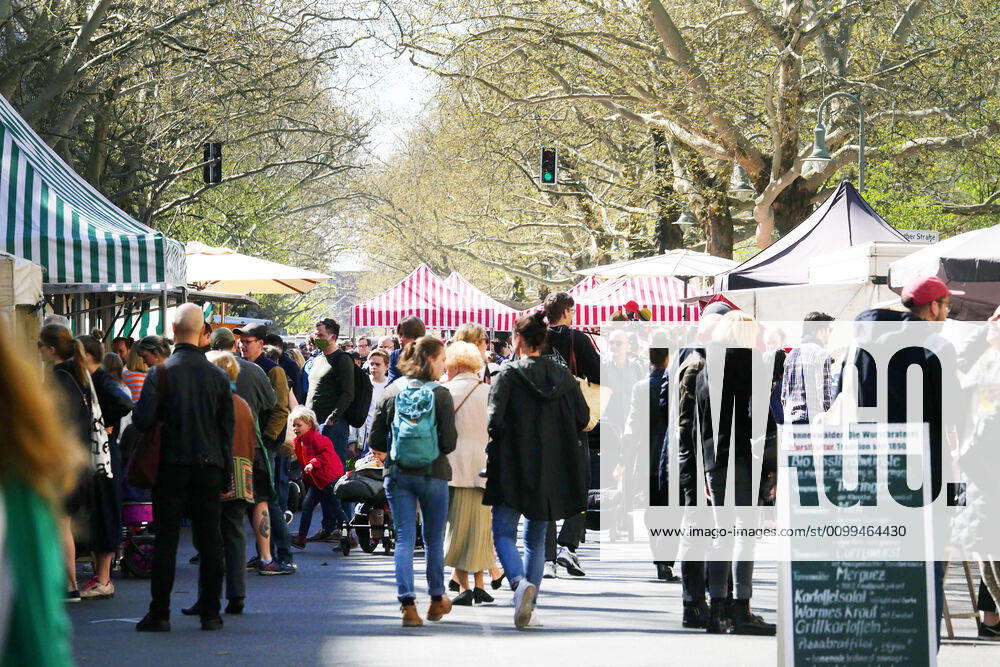 Berlin Germany At the weekend the Kollwitz market is very well attended, people enjoy the great weather and do not let the corona crisis affect them