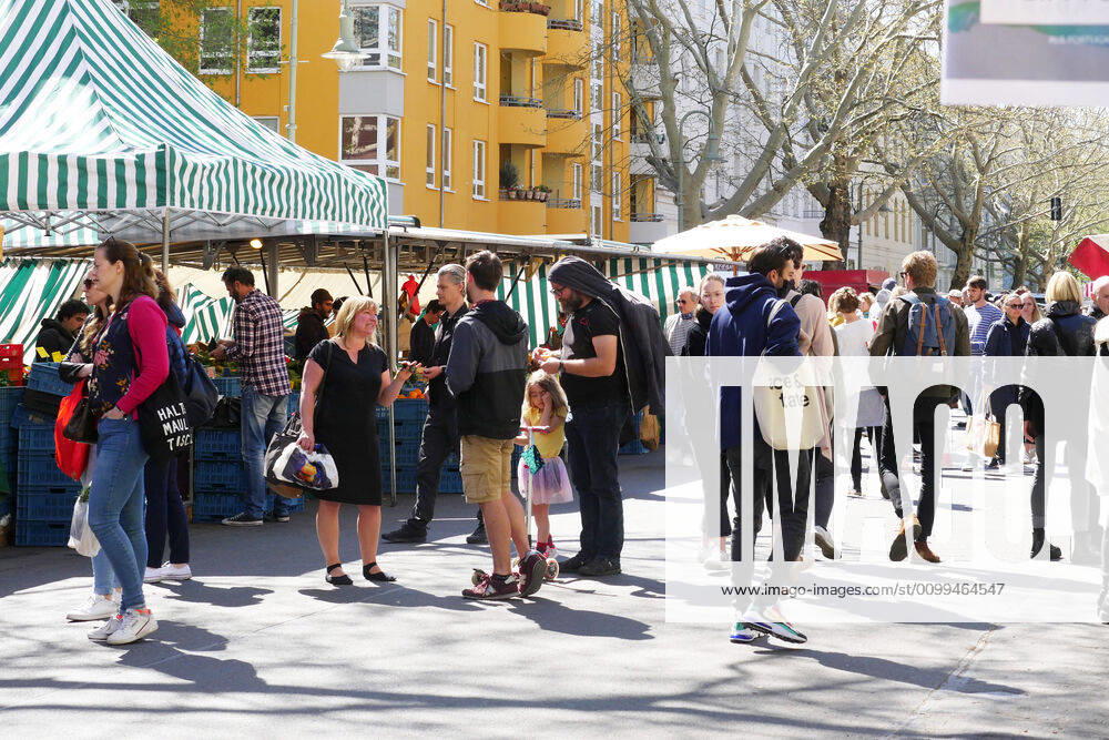 Berlin Germany At the weekend the Kollwitz market is very well attended, people enjoy the great weather and do not let the corona crisis affect them