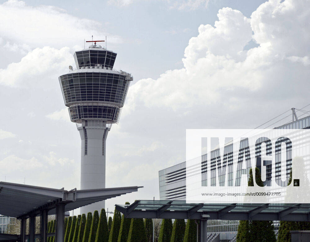 The Bavarian capital Munich in times of corona crisis Munich Airport on a Saturday afternoon, instead of thousands of passengers and holidaymakers the airport is now deserted Here is the tower where air traffic controllers direct air traffic 19 04 2020, Bavarian capital Munich in times of corona 19 04 2020, Bavarian capital Munich in times of corona
