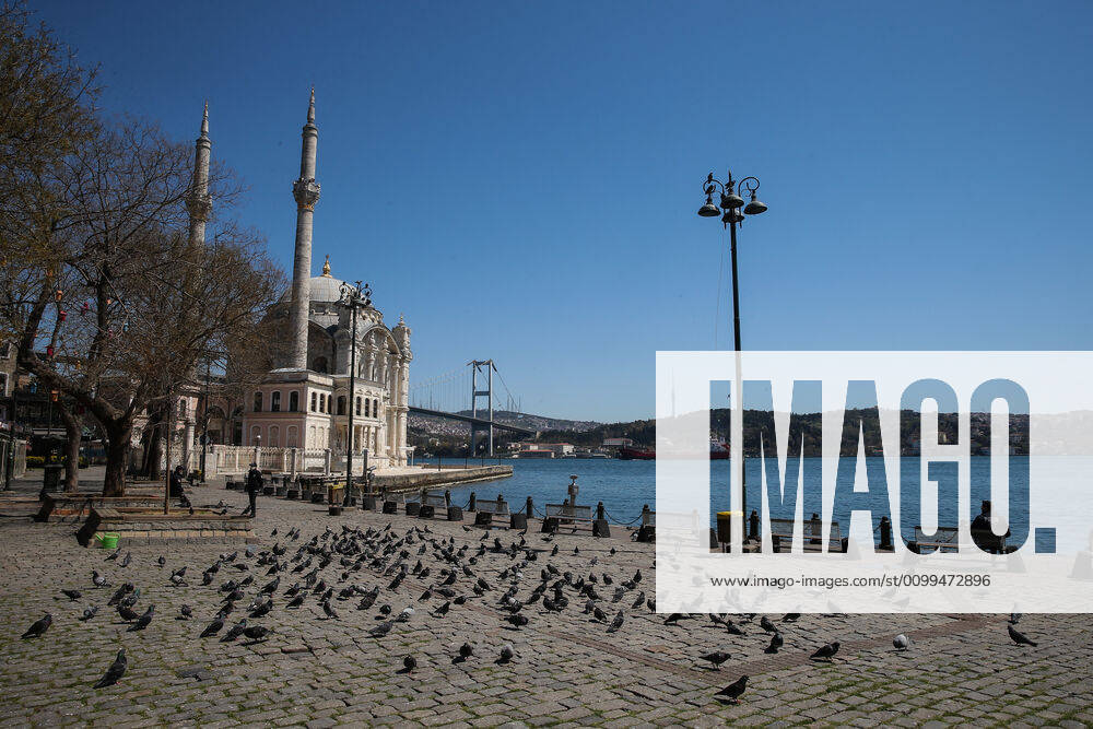 Ortakoy district, one of the touristic spot at Bosphorus in Istanbul, Saturday, April 18, 2020, during a two-day curfew declared by the government in an attempt to control the spread of coronavirus.