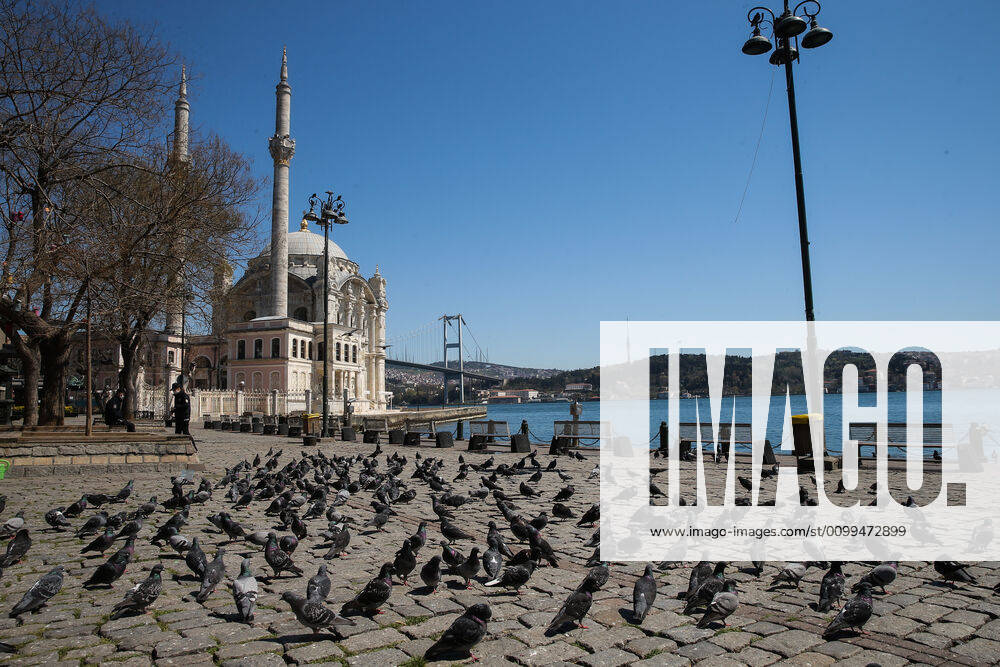 Ortakoy district, one of the touristic spot at Bosphorus in Istanbul, Saturday, April 18, 2020, during a two-day curfew declared by the government in an attempt to control the spread of coronavirus.