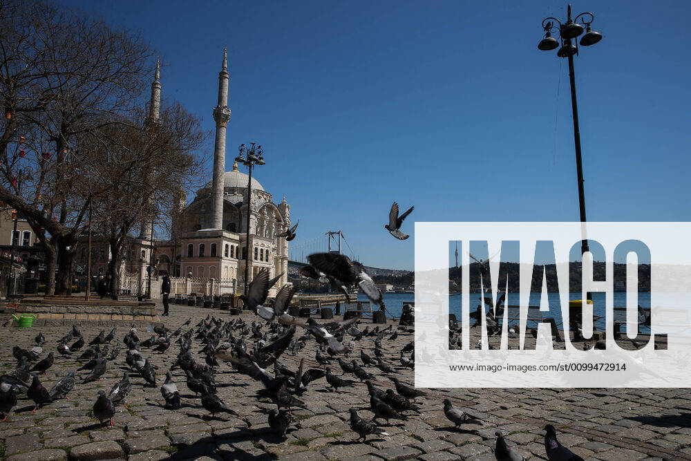 Ortakoy district, one of the touristic spot at Bosphorus in Istanbul, Saturday, April 18, 2020, during a two-day curfew declared by the government in an attempt to control the spread of coronavirus.