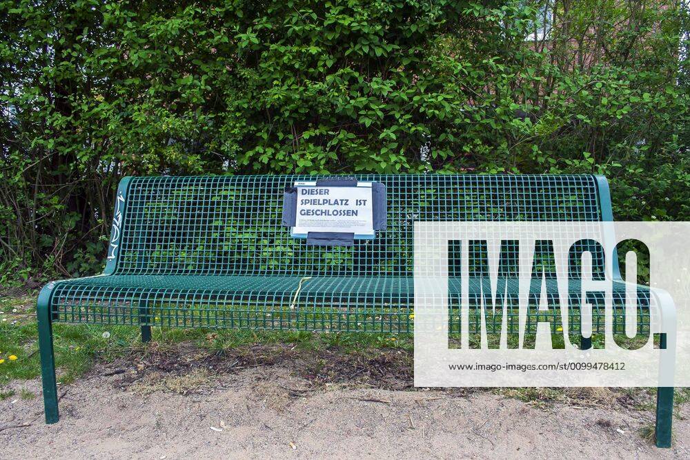 A playground in Cologne Dellbrück NRW Blocked playground due to contact ban because of the corona virus with flutterband