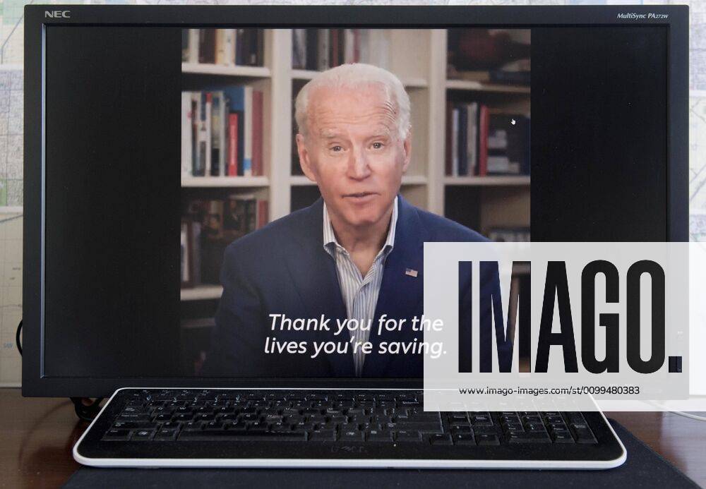 Wilmington, Delaware, U.S. - A screen grab of Vice President JOE BIDEN offering up his thanks to the men and women on the front lines of the fight against the coronavirus pandemic. Wilmington U.S. - ZUMAce6_ 20200419_zaf_ce6_001