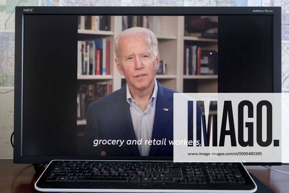 Wilmington, Delaware, U.S. - A screen grab of Vice President JOE BIDEN offering up his thanks to the men and women on the front lines of the fight against the coronavirus pandemic. Wilmington U.S. - ZUMAce6_ 20200419_zaf_ce6_003