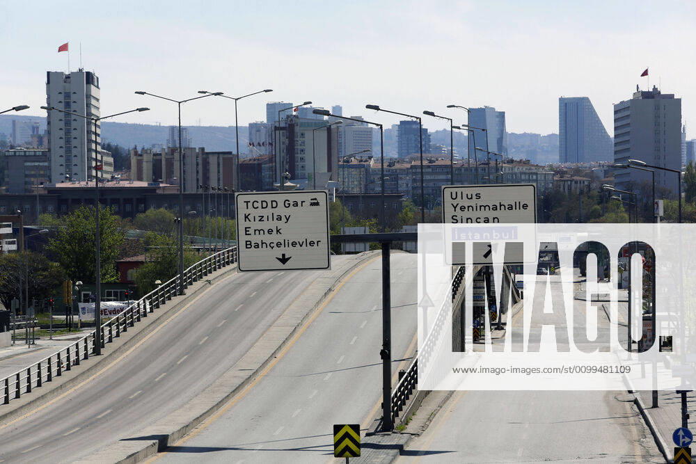(200419) -- ANKARA, April 19, 2020 (Xinhua) -- Photo taken on April 19, 2020 shows an empty road during a curfew in Ankara, Turkey. Turkish Health Minister Fahrettin Koca on Sunday confirmed 3,977 new COVID-19 cases and 127 more deaths in Turkey. The total number of confirmed COVID-19 cases in Turkey increased to 86,306 while the death toll surged to 2,017, Koca tweeted. (Photo by Mustafa Kaya Xinhua) TURKEY-ANKARA-COVID-19-CURFEW