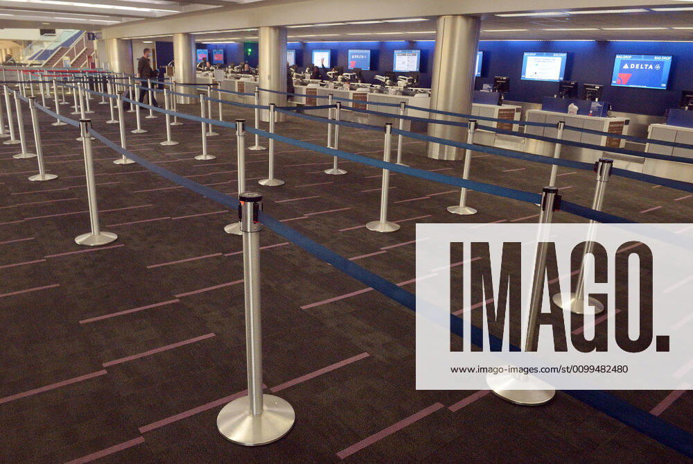 The Delta Air Lines terminal is empty early evening at LAX on Sunday, April 19, 2020 in Los Angeles. Mayor Eric Garcetti said 95% of air travel has stopped in his city as Los Angeles sees the biggest drop of airplane travel in LAX history. LAP2020041928 JIMxRUYMEN