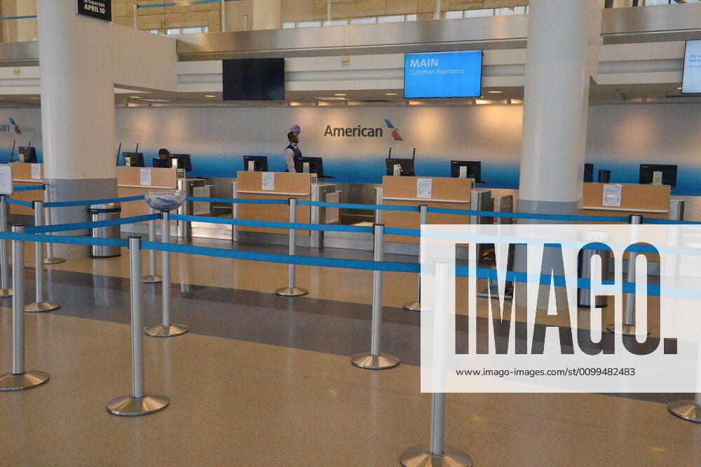 The American Airlines terminal is empty early evening at LAX on Sunday, April 19, 2020 in Los Angeles. Mayor Eric Garcetti said 95% of air travel has stopped in his city as Los Angeles sees the biggest drop of airplane travel in LAX history. LAP2020041931 JIMxRUYMEN