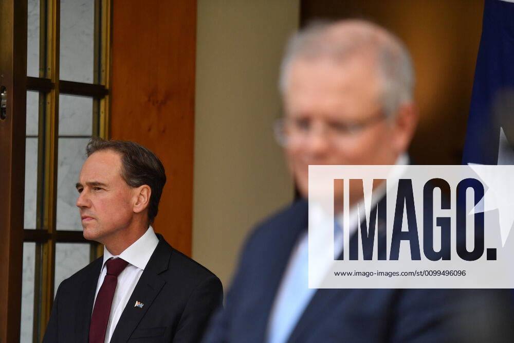SCOTT MORRISON CORONAVIRUS UPDATE, Minister for Health Greg Hunt and Prime Minister Scott Morrison at a press conference in Canberra, Tuesday, April 21, 2020. ( NO ARCHIVING, , NO USE IN BOOKS WITHOUT CONSENT Canberra ACT AUSTRALIA