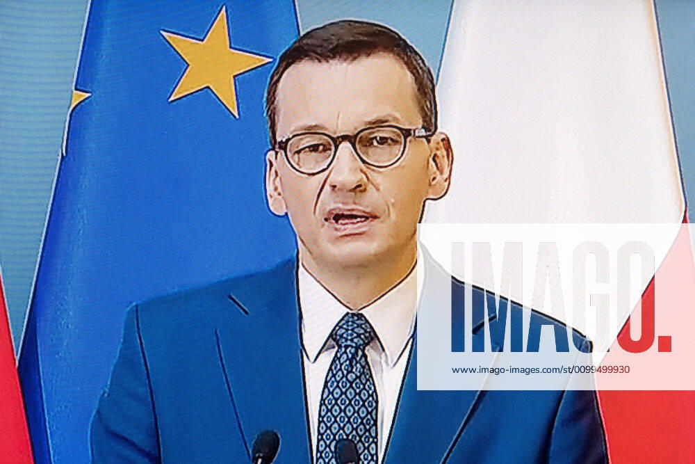 A virtual press conference of Poland s Prime Minister Mateusz Morawiecki and Ministers Jadwiga Emilewicz and Marlena Malag A virtual press conference of Poland s Prime Minister Mateusz Morawiecki and Ministers Jadwiga Emilewicz and Marlena Malag during the coronavirus outbreak on April 21, 2020 in Warsaw, Poland Poland s Prime Minister Mateusz Morawiecki