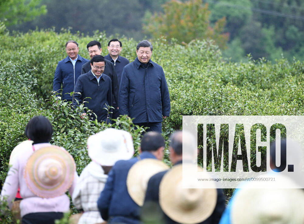 (200421) -- ANKANG, April 21, 2020 -- Chinese President Xi Jinping, also general secretary of the Communist Party of China Central Committee and chairman of the Central Military Commission, inspects poverty alleviation work in a tea farm of Laoxian Township, Pingli County of the city of Ankang, northwest China s Shaanxi Province, April 21, 2020. ) CHINA-SHAANXI-XI JINPING-INSPECTION (CN) YanxYan