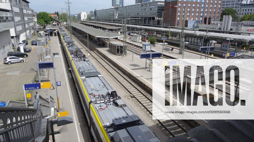 Freiburg Themed picture medicine View of the almost deserted central station of Freiburg im Breisgau It is the long and silent way back to everyday life Like here in Freiburg life starts pulsating again Themed picture medicine Coronavirus