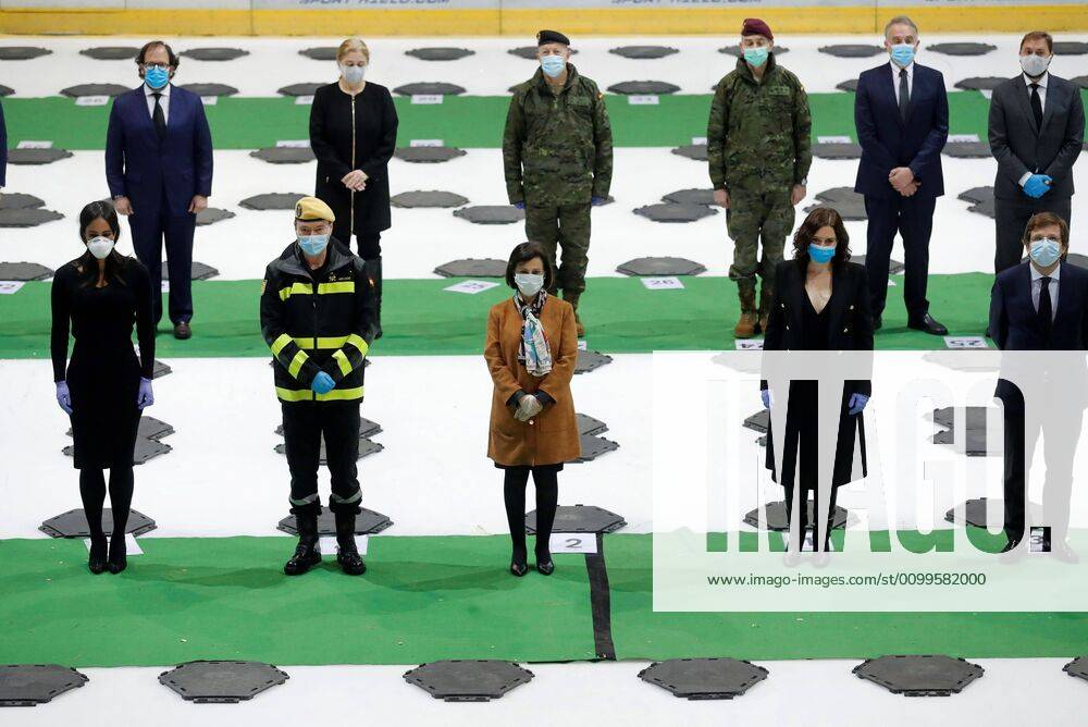 ATTENTION EDITORS, CORRECTS BYLINE Closing ceremony of the special morgue enabled for coronavirus victims at the ice skating venue Palacio de Hielo in Madrid, Spain, 22 April 2020. Closure of the special morgue set up for coronavirus victims in Madrid !ACHTUNG: NUR REDAKTIONELLE NUTZUNG!