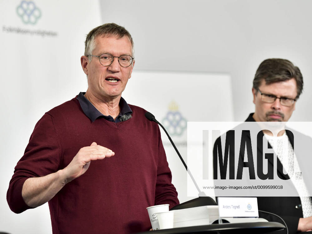 State epidemiologist Anders Tegnell of the Public Health Agency of Sweden, and Svante Werger, the Swedish Civil Contingencies Agency MSB , during the daily news conference on the coronavirus, Covid 19 situation in Stockholm, Sweden, April 22, 2020 STOCKHOLM Sweden