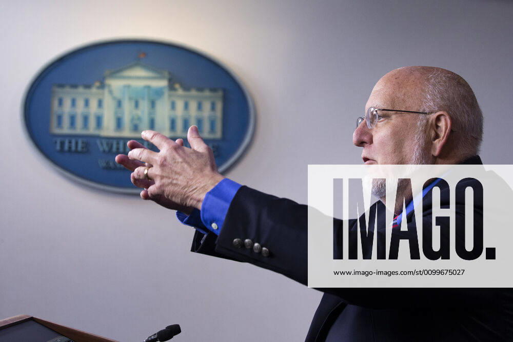 CDC Director Robert Redfield gestures while describing how a face mask helps prevent the spread of the coronavirus, during a news conference with members of the Coronavirus Task Force, on the COVID-19 pandemic in the James S. Brady Press Briefing Room of the White House in Washington, DC, on April 22, 2020. WAX20200422913 MICHAELxREYNOLDS