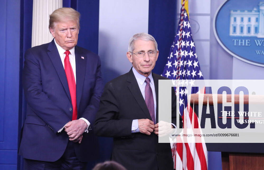 US President Donald J. Trump (L) and Anthony Fauci, Director of the National Institute of Allergy and Infectious Diseases, are joined by members of the Coronavirus Task Force to deliver remarks on the COVID-19 pandemic in the James S. Brady Press Briefing Room of the White House in Washington, DC, USA, 22 April 2020 Washington USA - ZUMAs152 20200422_zaa_s152_074