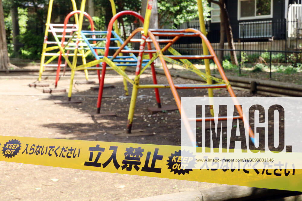 Tokyo, Japan - Children s playground is closed to prevent outbreak of the new coronavirus at the Komazawa Olympic park in Tokyo on Friday, April 24, 2020. Tokyo Governor Yuriko Koike asked Tokyo residents to stay at home during the Golden Week, a week long holidays. (125667545)