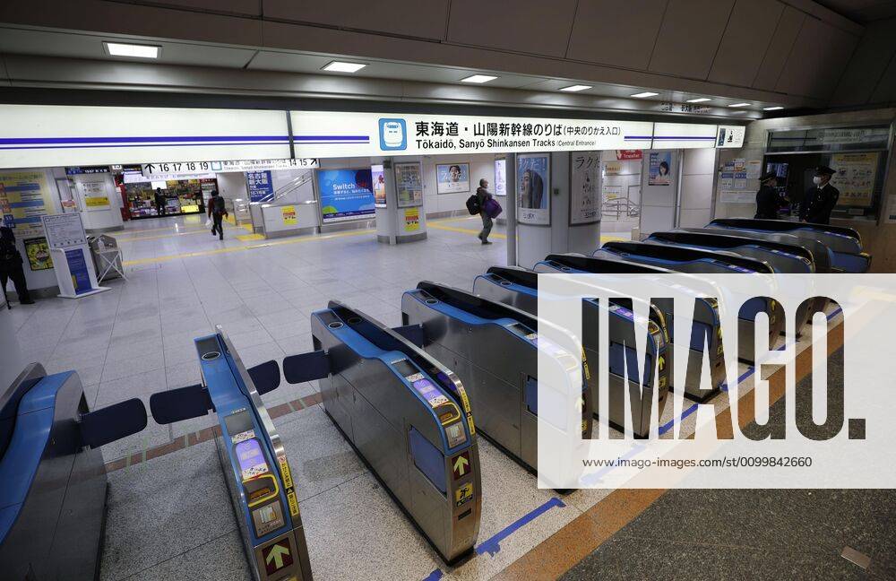 New coronavirus A limited number of passengers are seen for shinkansen bullet trains at JR Tokyo Station on April 24, 2020, under a state of emergency over the coronavirus pandemic.