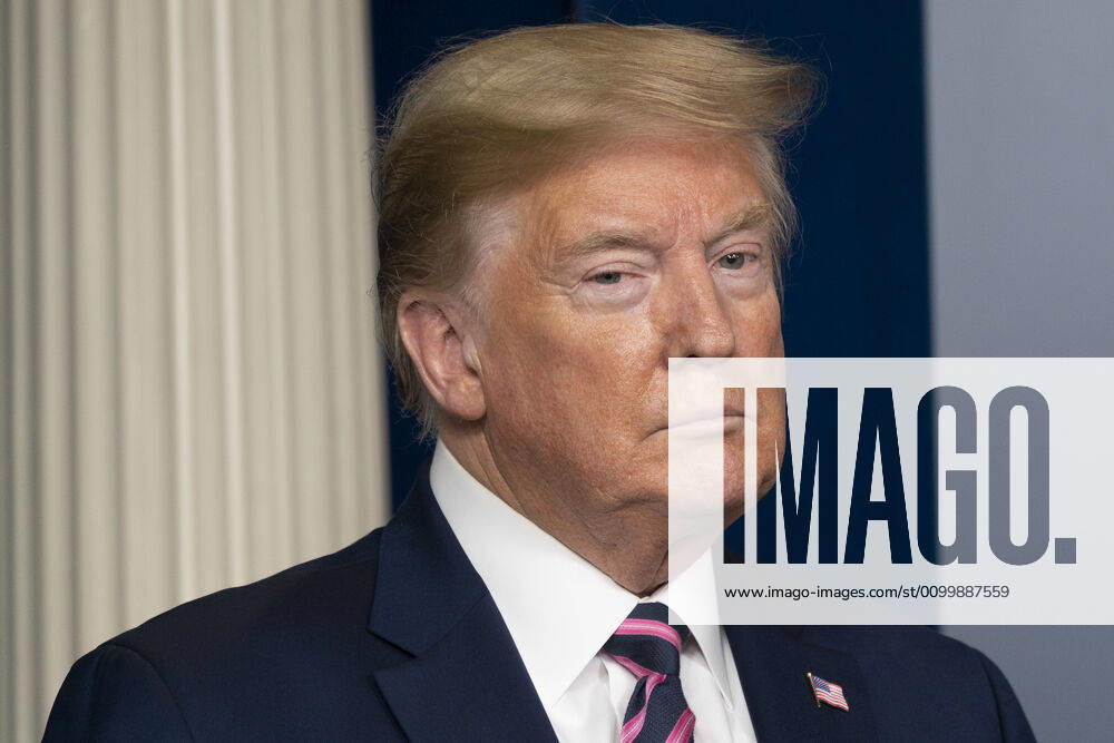 United States President Donald Trump participates in a news briefing with members of the Coronavirus Task Force at the White House in Washington, DC on April 24, 2020. .Credit: Pool via CNP Washington USA - ZUMAs152 20200424_zaa_s152_085