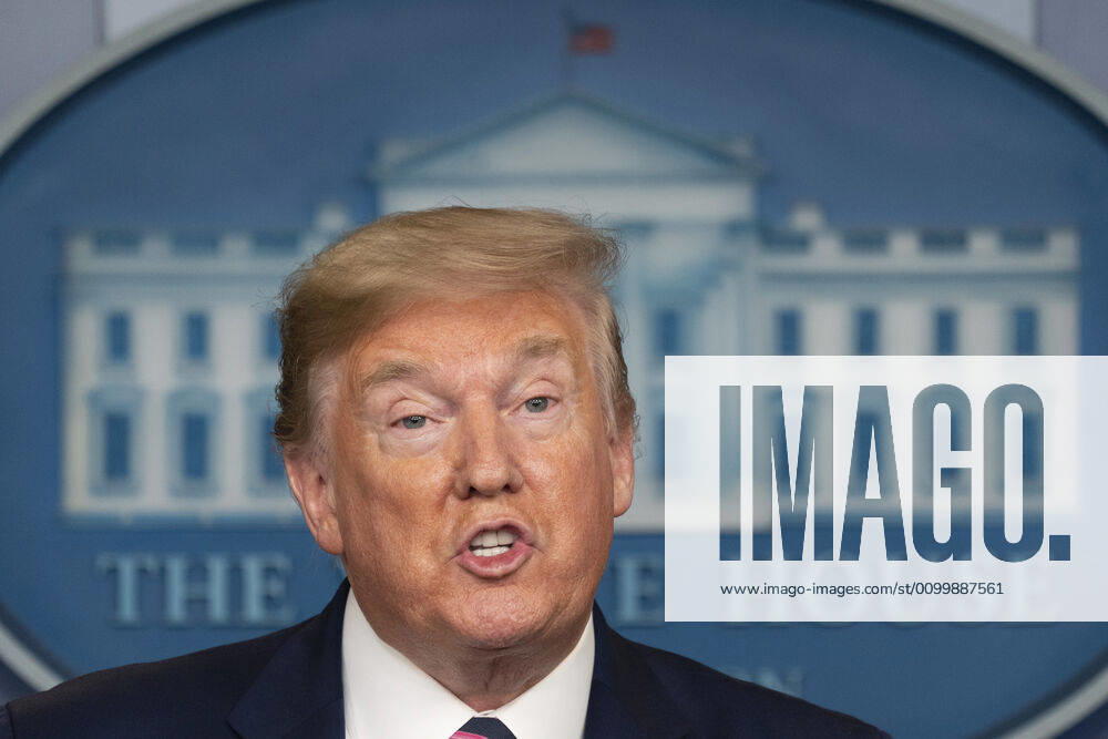 United States President Donald Trump participates in a news briefing with members of the Coronavirus Task Force at the White House in Washington, DC on April 24, 2020. .Credit: Pool via CNP Washington USA - ZUMAs152 20200424_zaa_s152_086