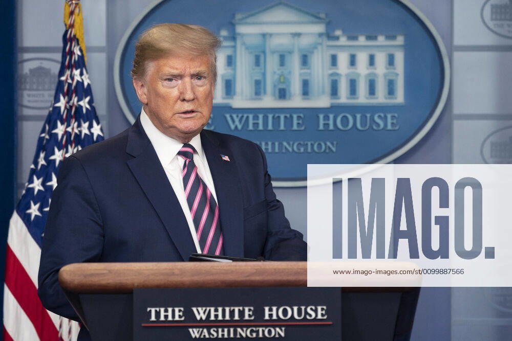 United States President Donald Trump participates in a news briefing with members of the Coronavirus Task Force at the White House in Washington, DC on April 24, 2020. .Credit: Pool via CNP Washington USA - ZUMAs152 20200424_zaa_s152_088
