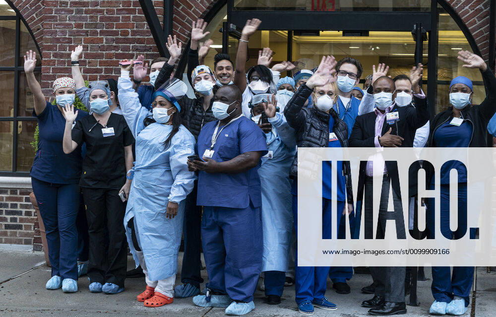Daily life in New York amid COVID-19 pandemic Nurses, doctors, medical staff attend mayor Bill de Blasio and first lady Chirlane McCray thanking for their work during COVID-19 at Kings County Hospital New York New York United States