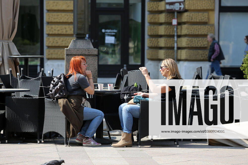 As traders prepare window displays to open, citizens stroll through Korzo 25.04.2020., Croatia, Rijeka - Numerous citizens walked through Korzo. Shops are setting up shop windows ahead of opening next week. GoranxKovacic PIXSELL