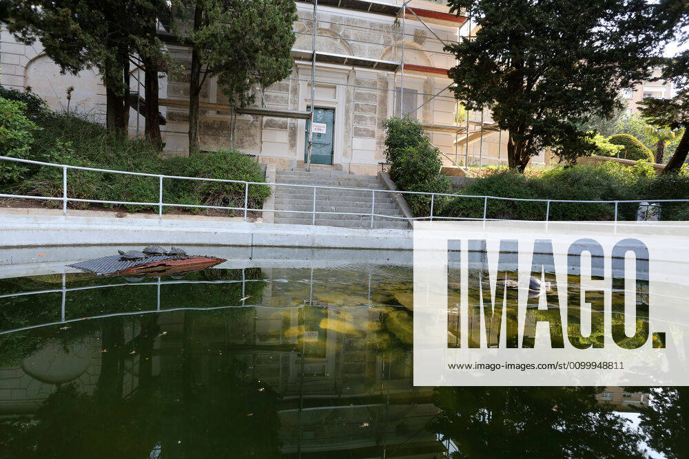 About 30 water turtles live in a fountain pound 25.04.2020., Croatia, Rijeka - About 30 water turtles live in a fountain pound that is part of the Vidikovac water reservoir at the City Water Supply on Boulevard. GoranxKovacic PIXSELL