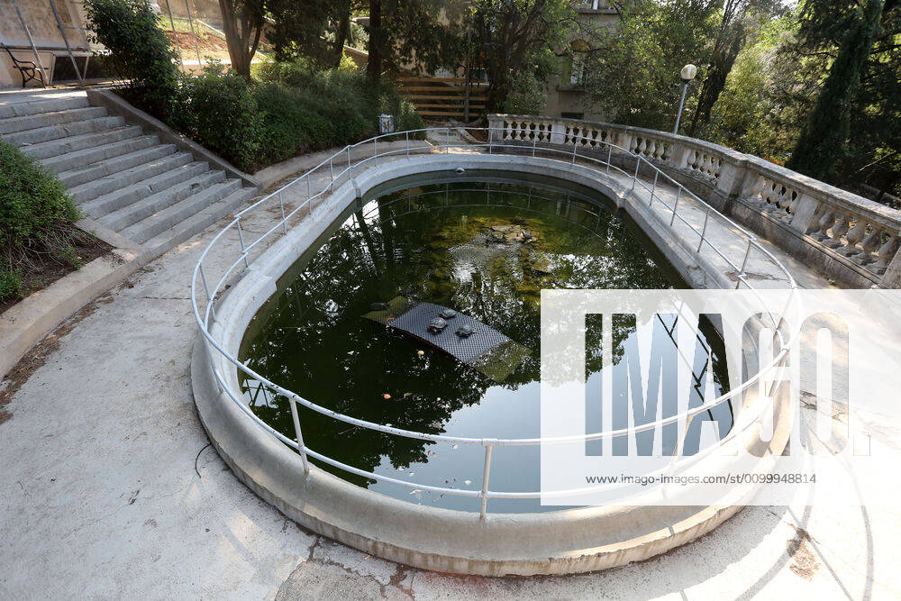 About 30 water turtles live in a fountain pound 25.04.2020., Croatia, Rijeka - About 30 water turtles live in a fountain pound that is part of the Vidikovac water reservoir at the City Water Supply on Boulevard. GoranxKovacic PIXSELL