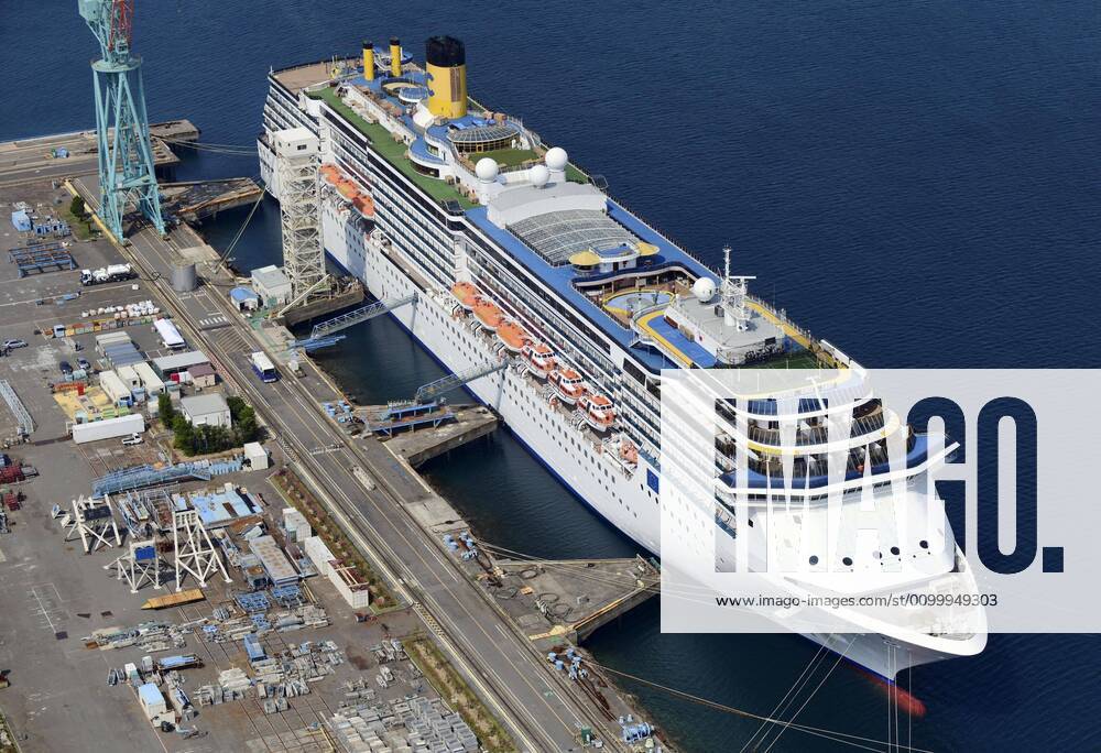 New coronavirus Photo taken from a Kyodo News helicopter shows the Costa Atlantica cruise ship anchored in the southwestern Japan city of Nagasaki on April 25, 2020. The Nagasaki prefectural government said the same day that 148 of 623 crew members have so far tested positive for the new coronavirus.