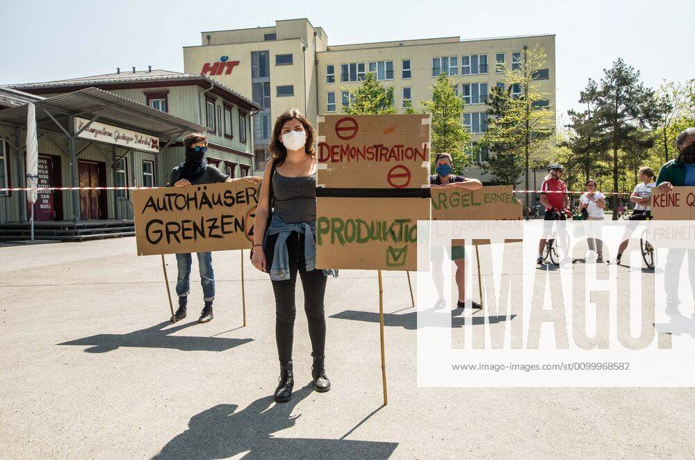 Contrasting with numerous, controversial Querfront demonstrations in the city center, pro-democracy and left-wing groups demonstrated at the Munich-Giesing train station under the national motto of â€oeKeine Quarantaene fuer Freiheitsrechte†(No Quarantine for Freedom and Rights). The wave of demonstrations on all fronts are part of a relaxing of the restrictions and in response to a court case that judged the right for demonstrations to be maintained. The group displayed a critical tone against corporations being given favorable treatment during the crisis instead of ordinary people and workers. The group also maintained an explicit pro-science message, with regard to the Coronavirus crisis. Munich Germany - ZUMAb160 20200425_zbp_b160_084