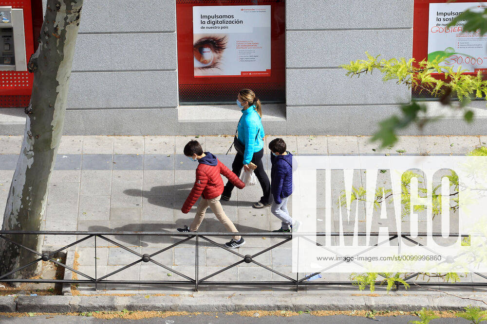 Children begin to go outside on April 26 in Madrid, Spain. (2020042606)