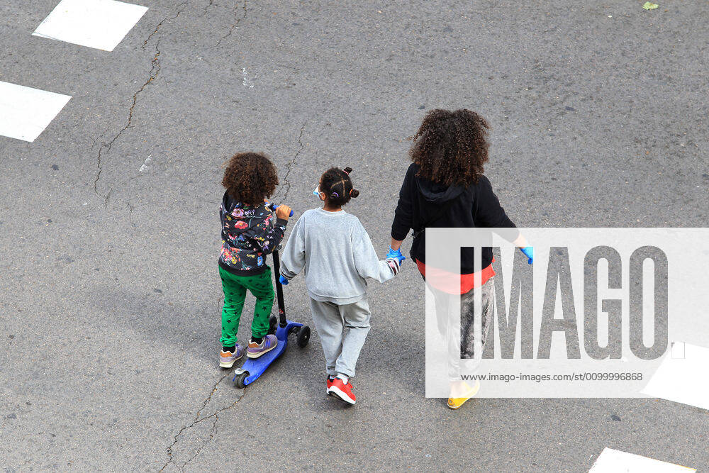 Children begin to go outside on April 26 in Madrid, Spain. (2020042614)
