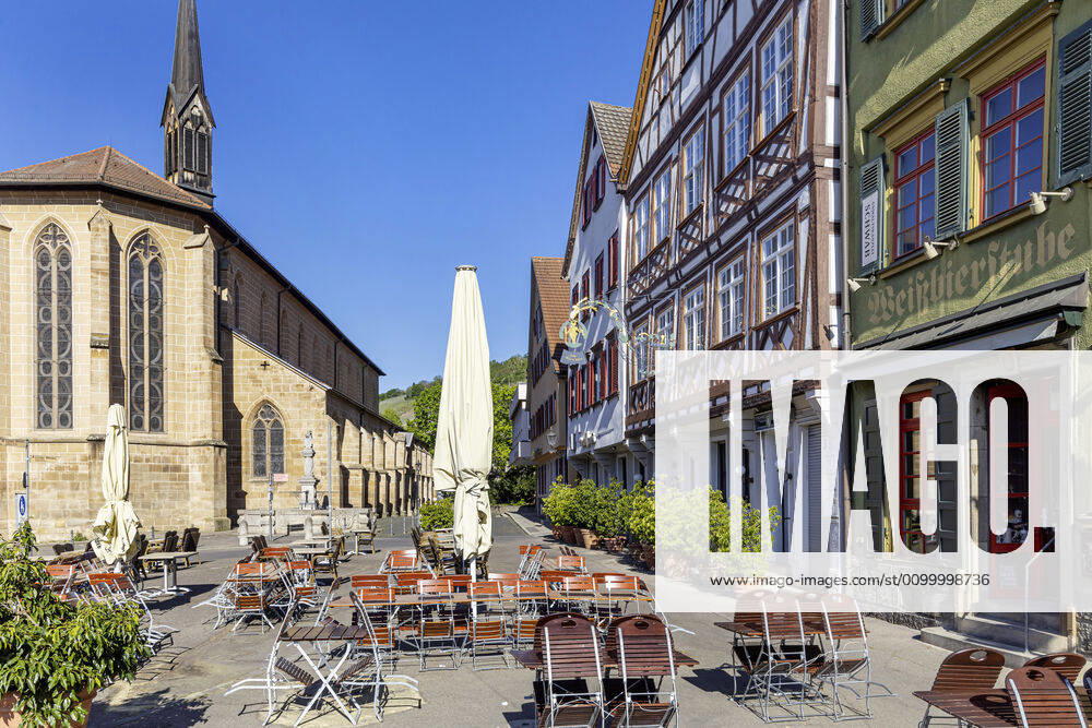 DEU, Germany, Baden Württemberg, Esslingen, 26 04 2020 City view Esslingen am Neckar Due to the corona crisis street cafes and beer gardens are closed