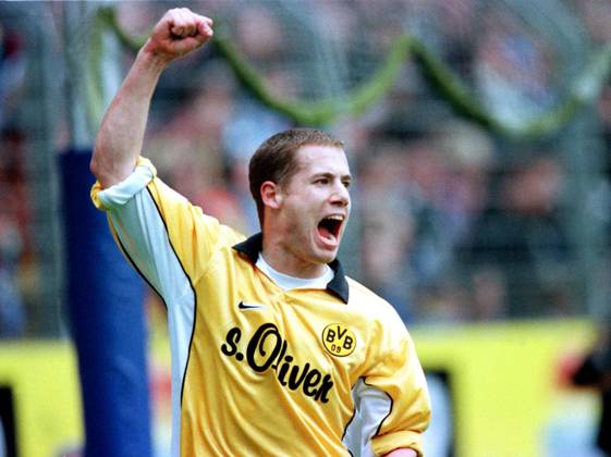Lars Ricken (BVB) jubelt nach seinem Tor Fußball 1. BL Herren Saison 1998 1999, Borussia Dortmund Einzelbild Ruhrstadion Bochum Glück, Begeisterung, Freude,