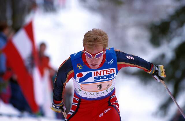 Bjoern Daehlie (Norwegen) auf der Strecke Nordischer Skilauf WM Herren Nordische Ski Weltmeisterschaft 1999, Nordisch, Nordischer Skisport, Nationalmannschaft Einzelbild Ramsau