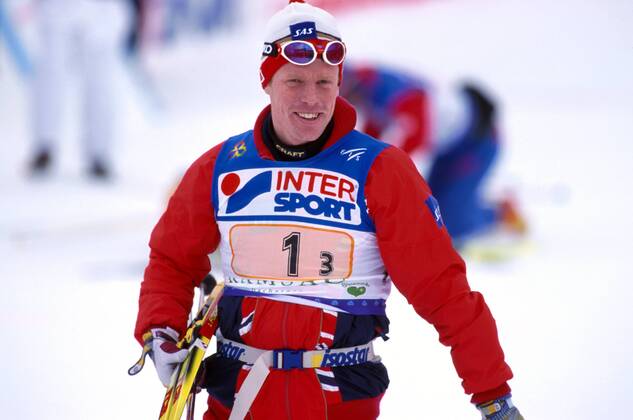 Bjoern Daehlie (Norwegen) lächelnd Nordischer Skilauf WM Herren Nordische Ski Weltmeisterschaft 1999, Nordisch, Nordischer Skisport, Nationalmannschaft Einzelbild Ramsau