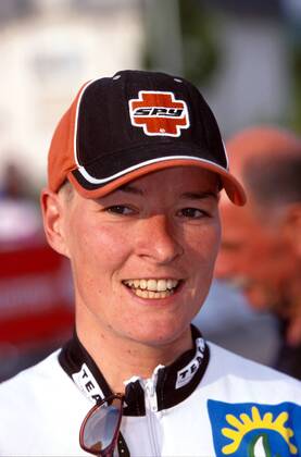 Petra Roßner lächelnd Radsport LM Damen DM 1999 Straßenradsport, Frauen, Straße, Deutsche Straßenmeisterschaft, Straßenrennen, Einzel Porträt St. Wendel, Saarland Freude,