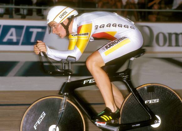 Petra Rossner (Deutschland) bei der 3000m-Einzelverfolgung Radsport WM Damen Weltmeisterschaft 1991, Bahn, Bahnrad, Halle, Indoor, 3000 m, Meter, Einer, Einerverfolgung Einzelbild Hanns-Martin-Schleyer-Halle Stuttgart