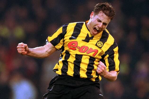 Lars Ricken (BVB) - Torjubel Fußball 1. BL Herren Saison 2000 2001, Borussia Dortmund Einzelbild Westfalenstadion Dortmund Begeisterung, Freude,