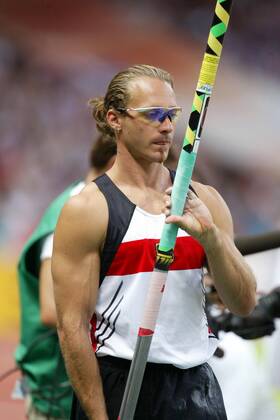 Tim Lobinger (Deutschland) Leichtathletik WM Herren Weltmeisterschaft 2003, Nationaltrikot, Einzelbild Paris
