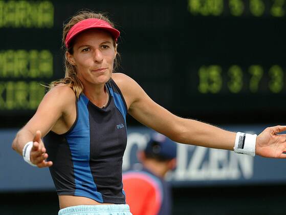 Anca Barna (Deutschland) ratlos Tennis Damen US-Open 2003, WTA-Tour, Grand-Slam, Vdig Einzelbild Flushing Meadows, Meadow New York Enttäuschung