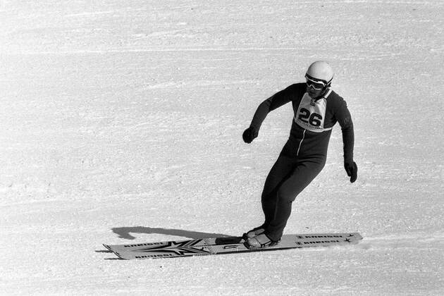 Ulrich Wehling (DDR) Nordische Kombination OS Winter Herren Olympische Winterspiele 1980, Olympia, Olympiade, Skisprung, Skispringen, Vsw, Vneg Einzelbild Lake Placid