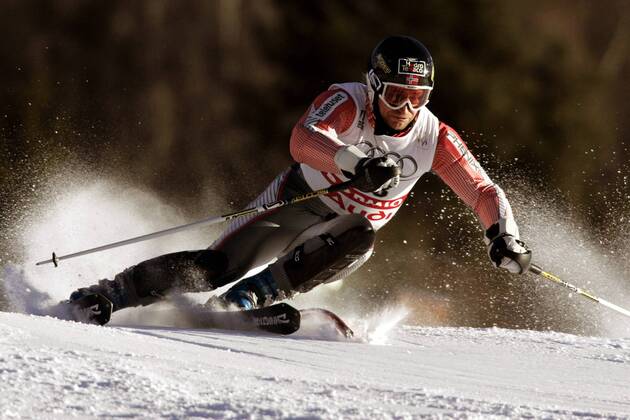 Kjetil Andre Aamodt (Norwegen) - !! Alpiner Skilauf WM Herren Weltmeisterschaft 2005, Ski Alpin, Skisport, Kombination, Slalom Einzelbild Bormio Dynamik