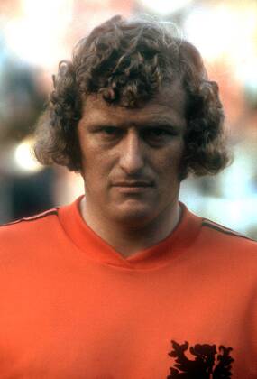 Wim Jansen (Niederlande) - Nationalhymne Fußball WM Herren Weltmeisterschaft 1974, Länderspiel, Nationalmannschaft, Nationalteam, Nationaltrikot, Holland, Vdia Porträt Hannover