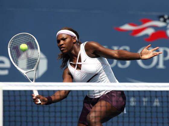 Serena Williams (USA) - Vorhandvolley Tennis Damen US Open 2005, Grand Slam, WTA Tour Einzelbild Flushing Meadow, Meadows New York