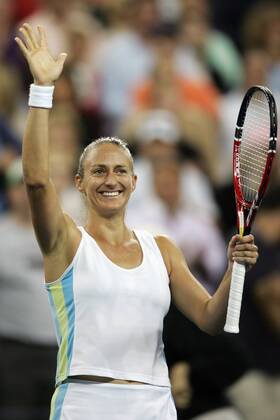 Mary Pierce (Frankreich) - Schlußjubel Tennis Damen US Open 2005, Grand Slam, WTA Tour Einzelbild Flushing Meadow, Meadows New York Freude,