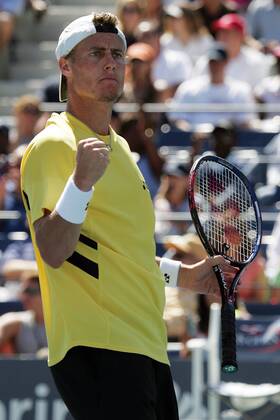 Lleyton Hewitt (Australien) jubelt Tennis Herren US Open 2005, Grand Slam, ATP Tour Einzelbild Flushing Meadow, Meadows New York Freude,