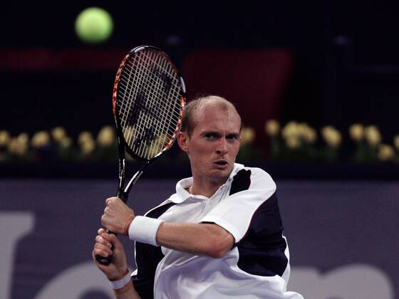 Nikolay Davydenko (Rußland) - beidhändige Rückhand Tennis WM Herren Masters Cup Shanghai 2005, ATP Weltmeisterschaft Einzelbild Shanghai